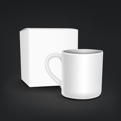 blank white cup and package