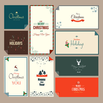 Set of  Christmas and New Year greeting cards