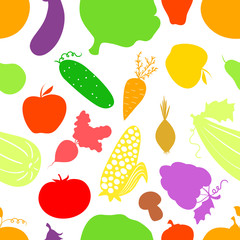 Vegetables seamless pattern, vector background with great