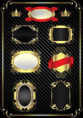 Gold label on black background