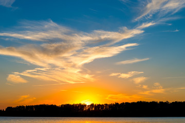 beautiful light clouds in the night sky