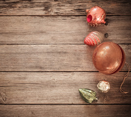 vintage Christmas decoration on old wooden background