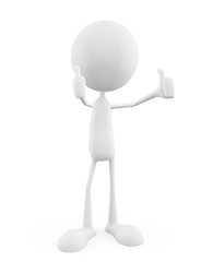 White character with signboard