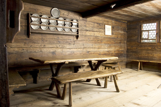 Stube im Wohnhaus des Niklaus von Fl&uuml;e im Fl&uuml;eli, ob Sachseln, Kanton Obwalden, Schweiz