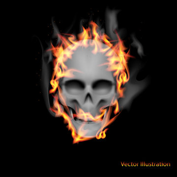 Scary skull on fire.