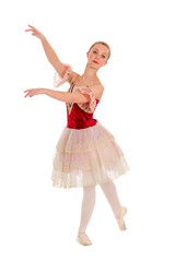Elegant Teen Ballet Student in Red Spanish Costume