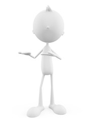 White character with signboard