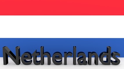 Writing Netherlands in front of a dutch flag