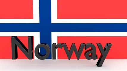 Writing Norway in front of a norwegian flag