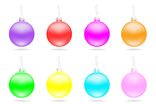 Set of multi-colored Christmas balls.