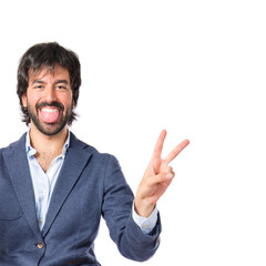 Lucky man over isolated white background