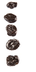 Dried plum or prune over white background