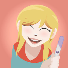 Woman with a positive pregnancy test