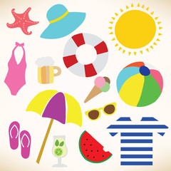Vector collection of summer symbols
