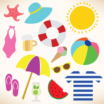 Vector collection of summer symbols