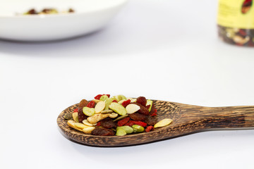 Organic mixed nut on white background