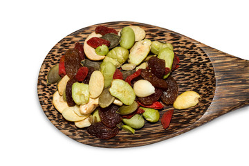 Organic mixed nut on white background