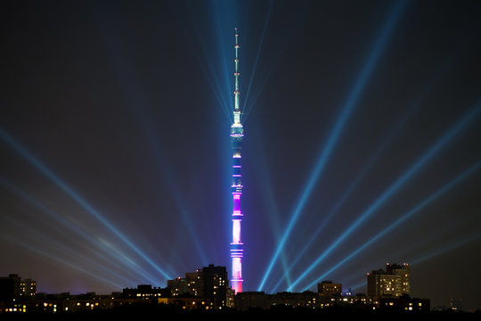 Night illumination in Moscow and TV Tower
