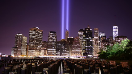 memorial panoramic view towers of light 4k time lapse nyc