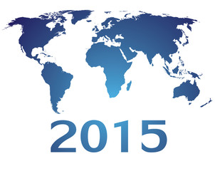 Fototapeta na wymiar World map countries blue gradient 2015