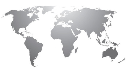 World map countries gray gradient