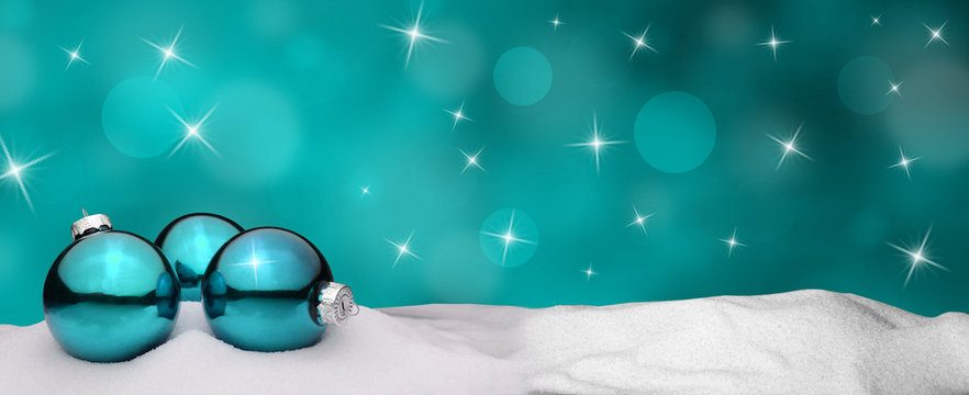 Christmas background - Christmas Ornament turquoise - Snow