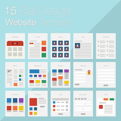 Vector collection of flat website templates on blue background. - obrazy, fototapety, plakaty