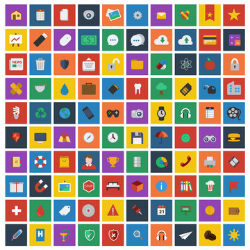 100 Universal Flat Icons for Web and Mobile Applications