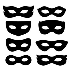 set of isolated carnival masks
