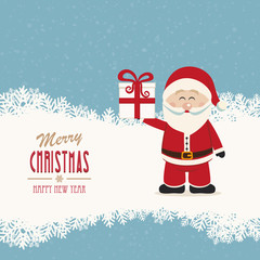 santa claus hold gift winter snowy background