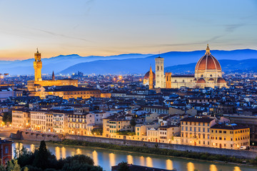 Fototapeta na wymiar The Cathedral and the Brunelleschi Dome of Florence.
