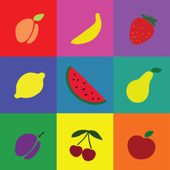 Vector icons collection of various fruits
