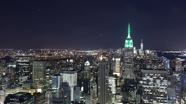 night manhattan empire view 4k time lapse from new york