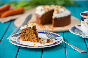 Traditional tea and carrot cake
