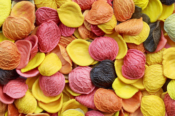 Background of colorful orecchiette pasta