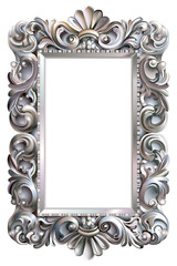 Cadre rococo rectangulaire argenté