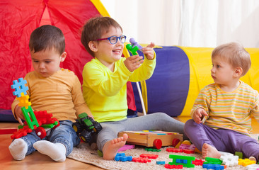 children playing together at home