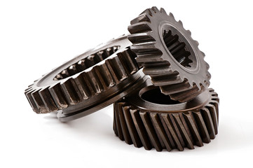 old metal parts gear isolated on white background