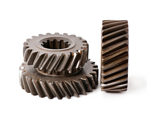 old metal parts gear isolated on white background