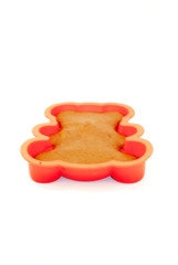Chocolate muffins in silicone holders with form of bear