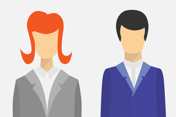 Male and female user icons. Flat vector design