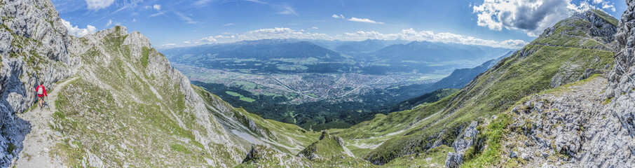Fototapeta na wymiar Hiker at Norkette mountain, Innsbruck, Austria.