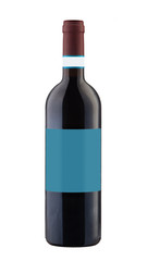 Red wine bottle isolated with blank label.