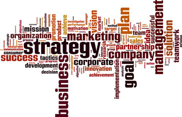 Strategy word cloud concept. Vector illustration