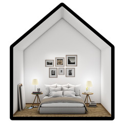 bedroom with posters, mock up background