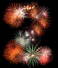 New Year fireworks on black