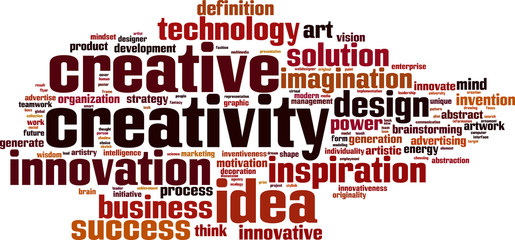 Obraz premium Creativity word cloud concept. Vector illustration