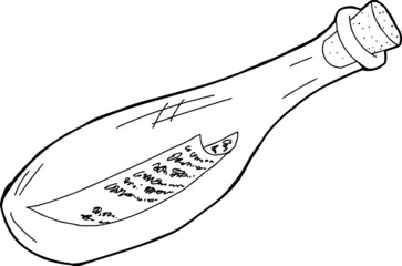 Outlined Message in Bottle