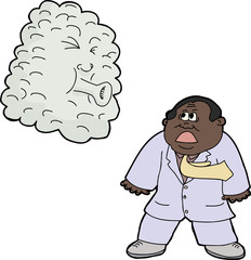 Scared Man Blown by Wind