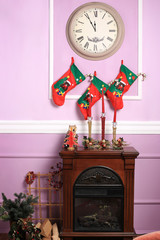 fireplace Christmas purple background image